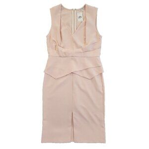 Miss Selfridge Bodycon Peplum Dress Women's Size 10 Peach Zip Back NWT NEW